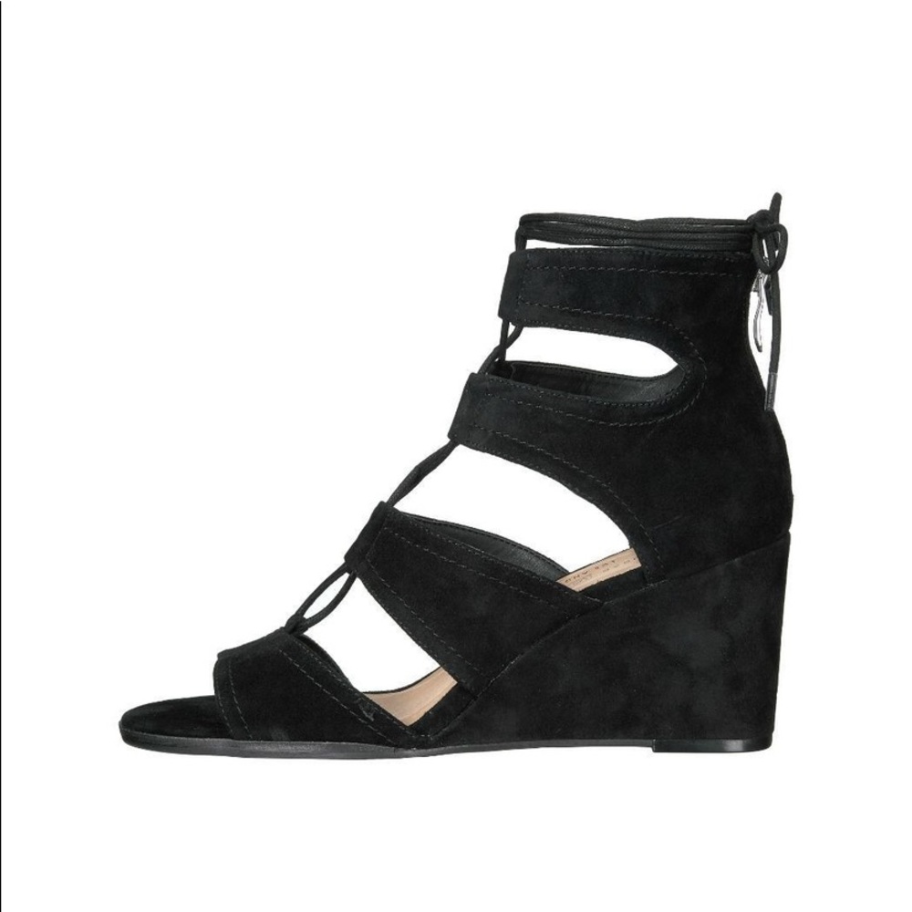 Chinese Laundry Black Strappy Raja Sandal Wedges Sz.8.5